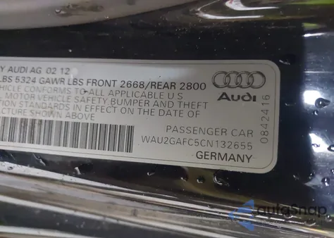 2012 Audi A7 Premium from USA, damaged, VIN WAU2GAFC5CN132655